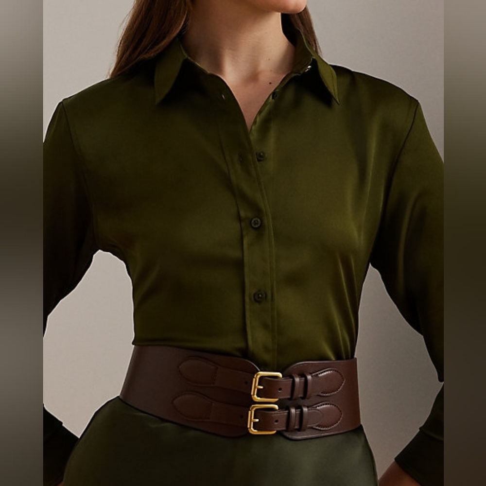Lauren -Ralph Lauren Black Label Olive Green Shirt with Classic Collar